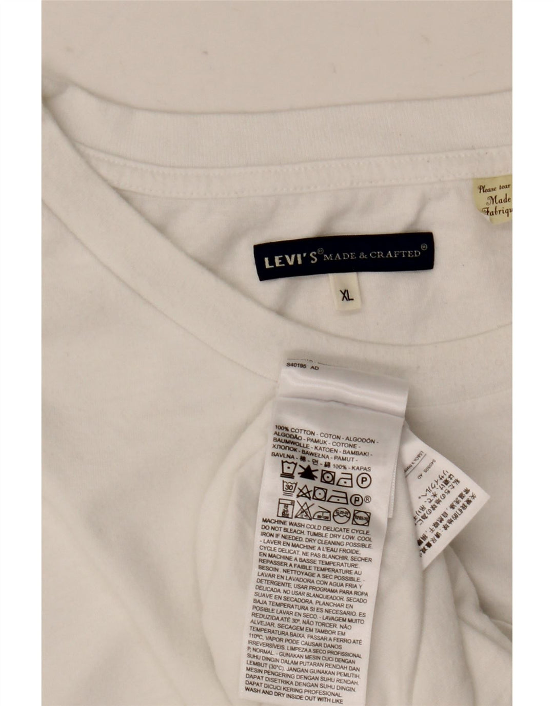 Levi's Herren T-Shirt Top XL aus weißer Baumwolle