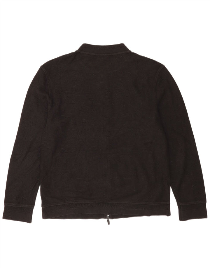 Massimo Dutti Herren-Strickjacke, groß, aus schwarzer Baumwolle