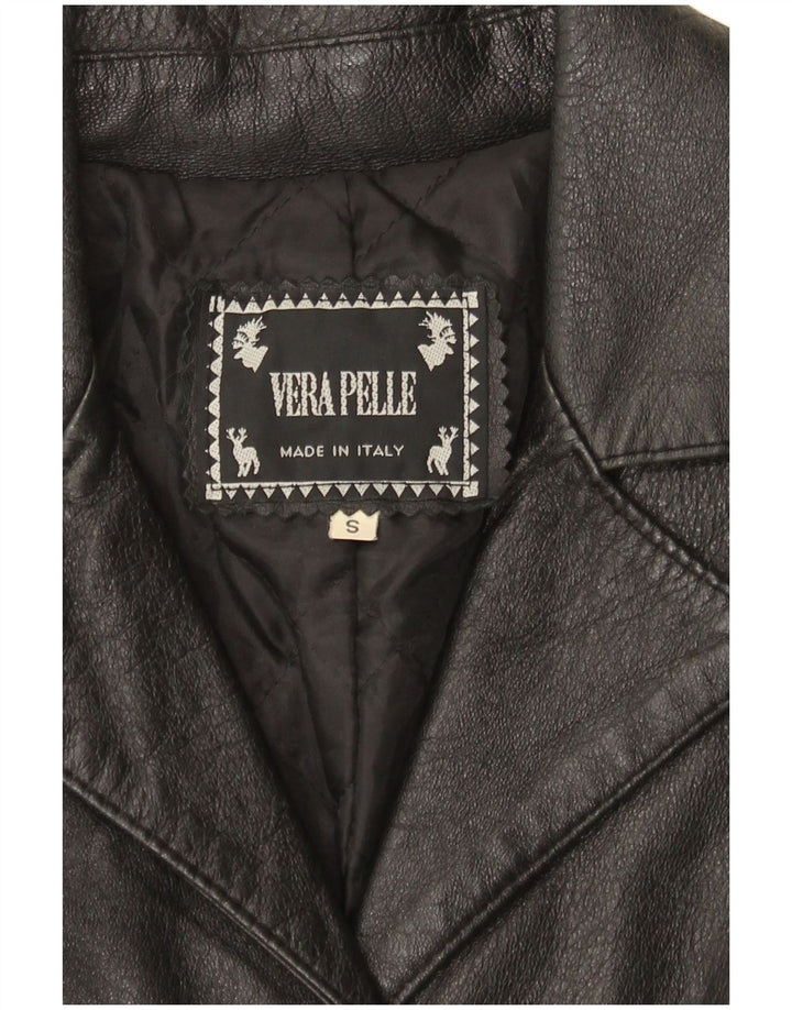 Vintage Damen Lederjacke UK 8 Kleines schwarzes Leder