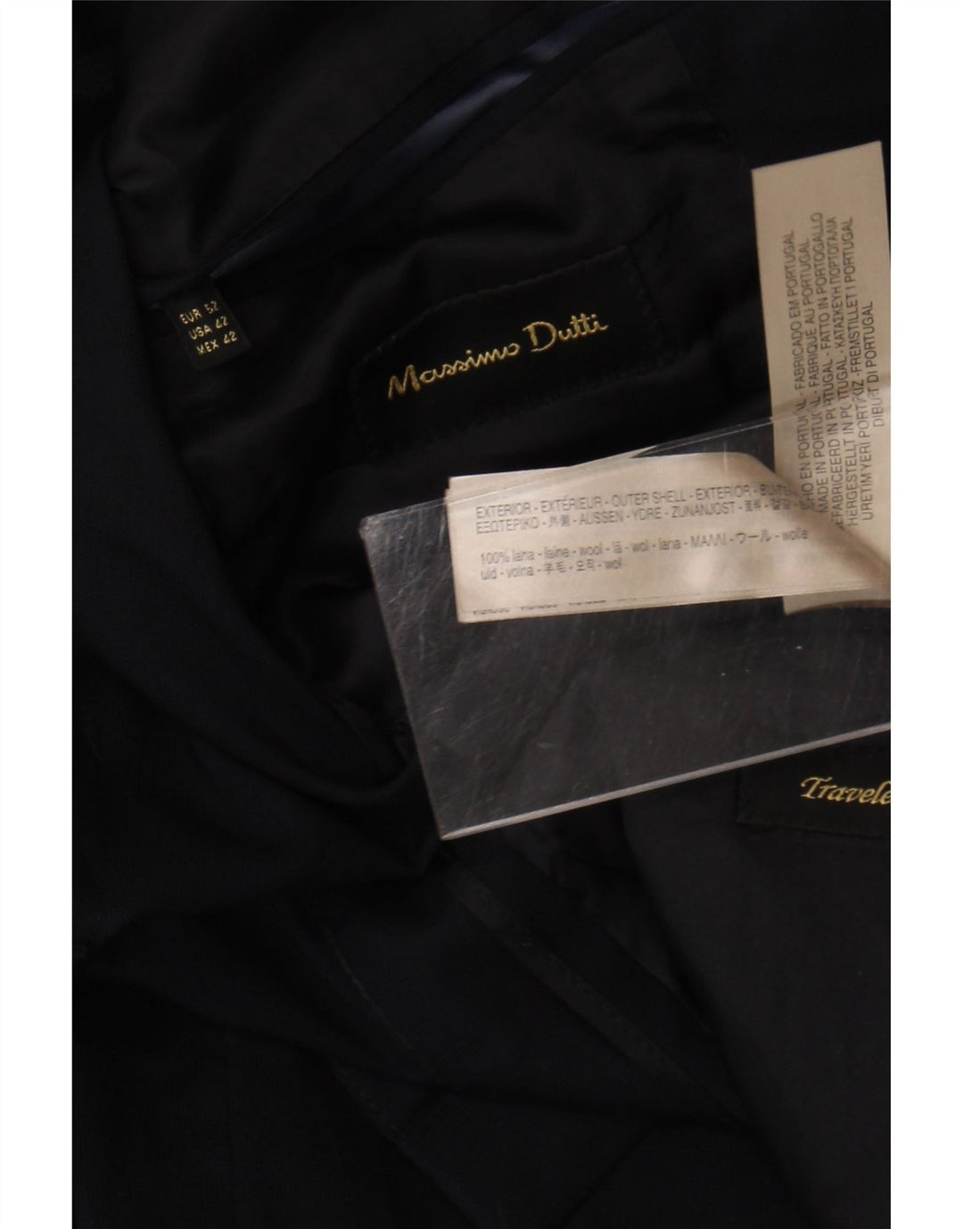 Massimo Dutti Herren-Blazer mit 2 Knöpfen, EU 52, große marineblaue Wolle