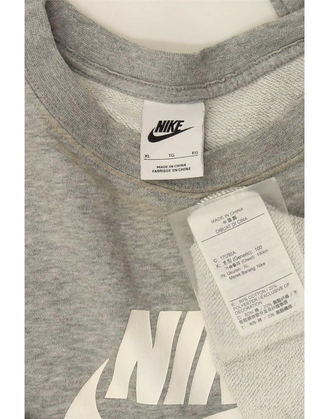 Nike Womens Graphic Oversized Sweatshirt Pullover UK 18 XL Grau meliert