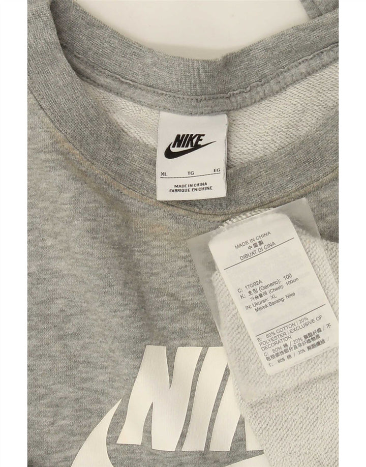 Nike Womens Graphic Oversized Sweatshirt Pullover UK 18 XL Grau meliert
