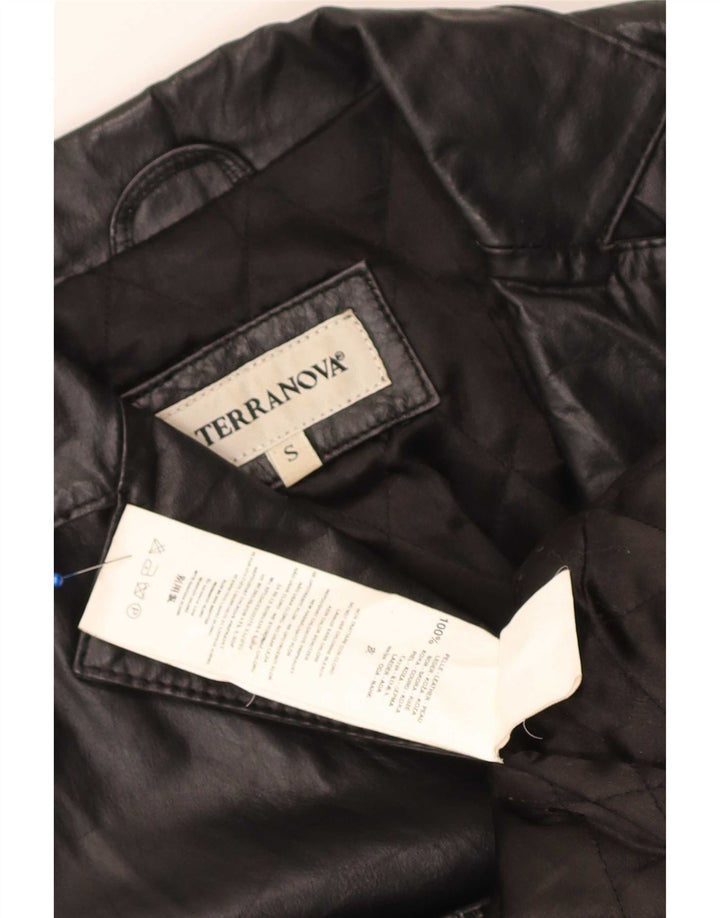 Terranova Damen-Blazerjacke aus Leder mit 2 Knöpfen, Gr. 10, Schwarz