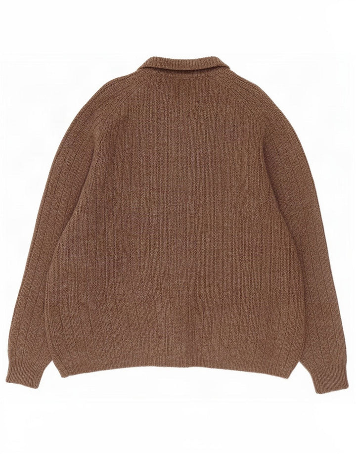 MC Kenzy Herren-Strickjacke, große braune Wolle