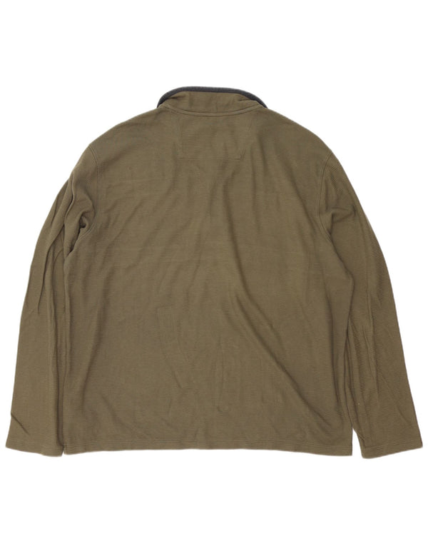Calvin Klein Herren-Oberteil mit Reißverschluss, langärmlig, 2XL, Khaki, Colourblock-Baumwolle