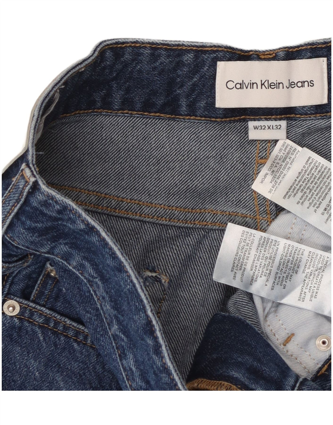 Calvin Klein Herren Tapered Jeans W32 L32 Blaue Baumwolle
