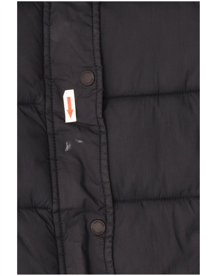 Superdry Damen Wattierte Jacke UK 8 Small Schwarz Nylon