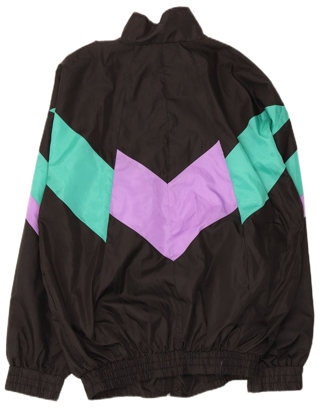 Vintage Herren-Trainingsanzug-Top-Jacke, groß, schwarz, Farbblock