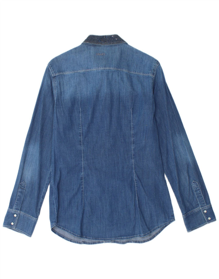 Liu Jo Damen Jeanshemd IT 46 Large Blaue Baumwolle