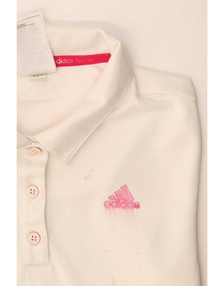 Adidas Damen Climalite Poloshirt UK 8/10 Small Weiß Polyester
