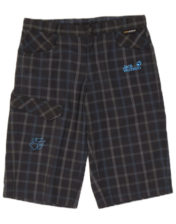 JACK WOLFSKIN Cargo-Shorts für Jungen, 12–13 Jahre, W26, schwarz kariertes Polyester