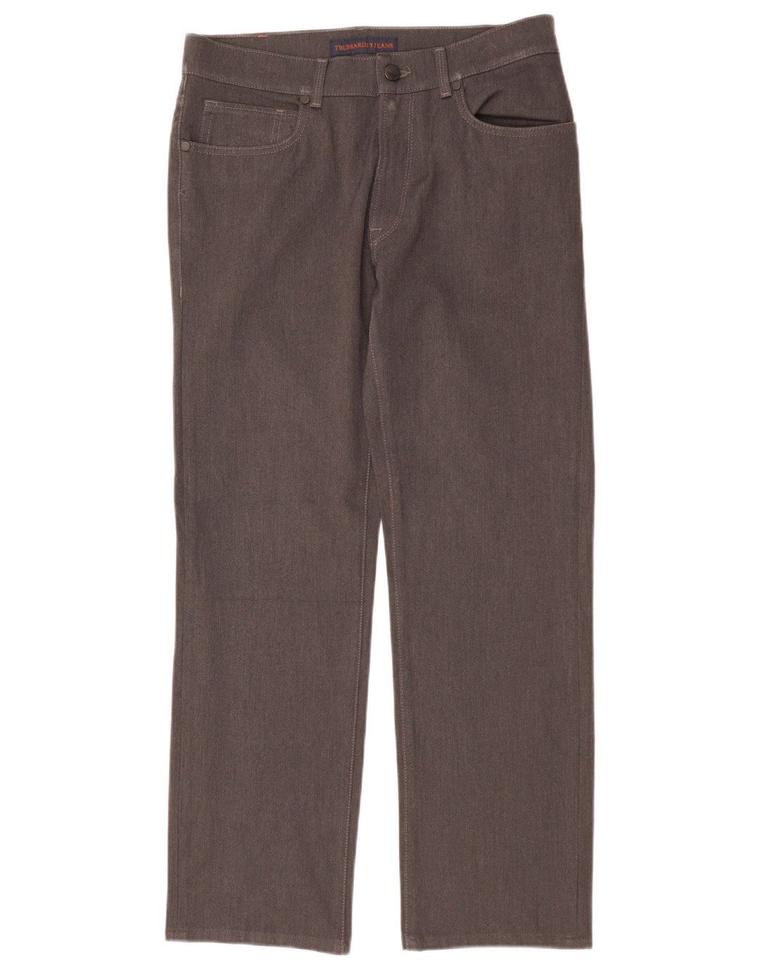 Trussardi Damen Gerade Freizeithose W33 L29 Grau Polyester