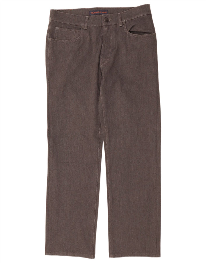 Trussardi Damen Gerade Freizeithose W33 L29 Grau Polyester