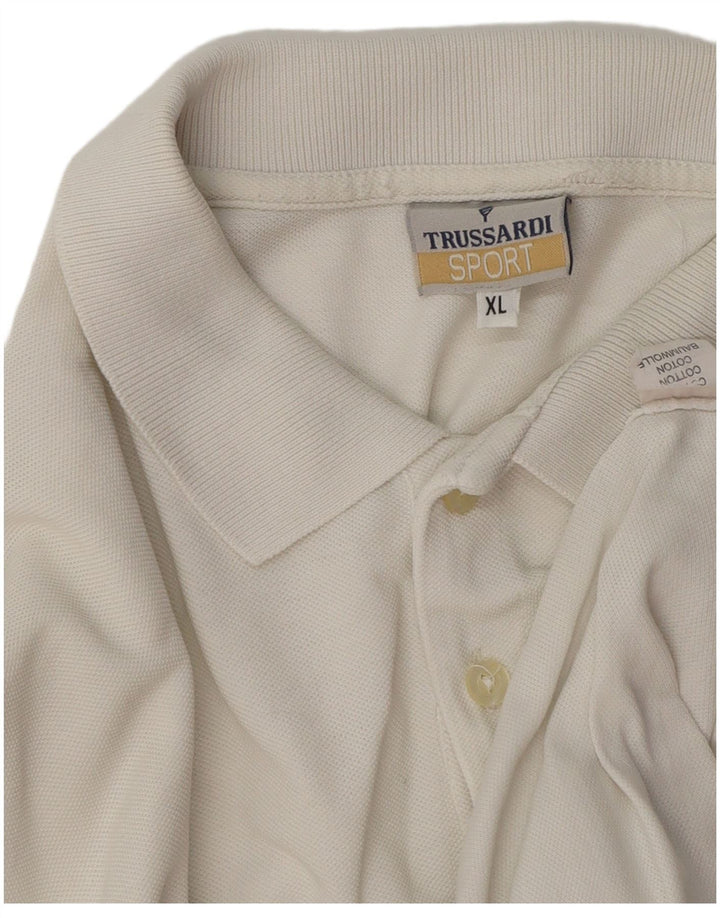 TRUSSARDI Herren Poloshirt XL Weiße Baumwolle