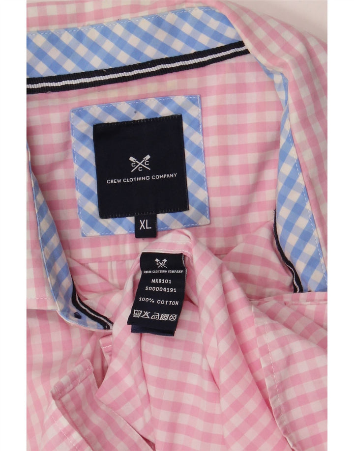 J. CREW Herren Kurzarmhemd XL Pink Gingham Baumwolle