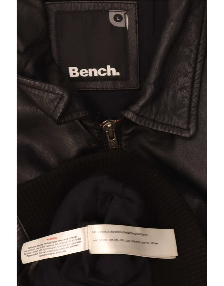 Bench Herren Bomber-Lederjacke UK 40 Large Schwarz