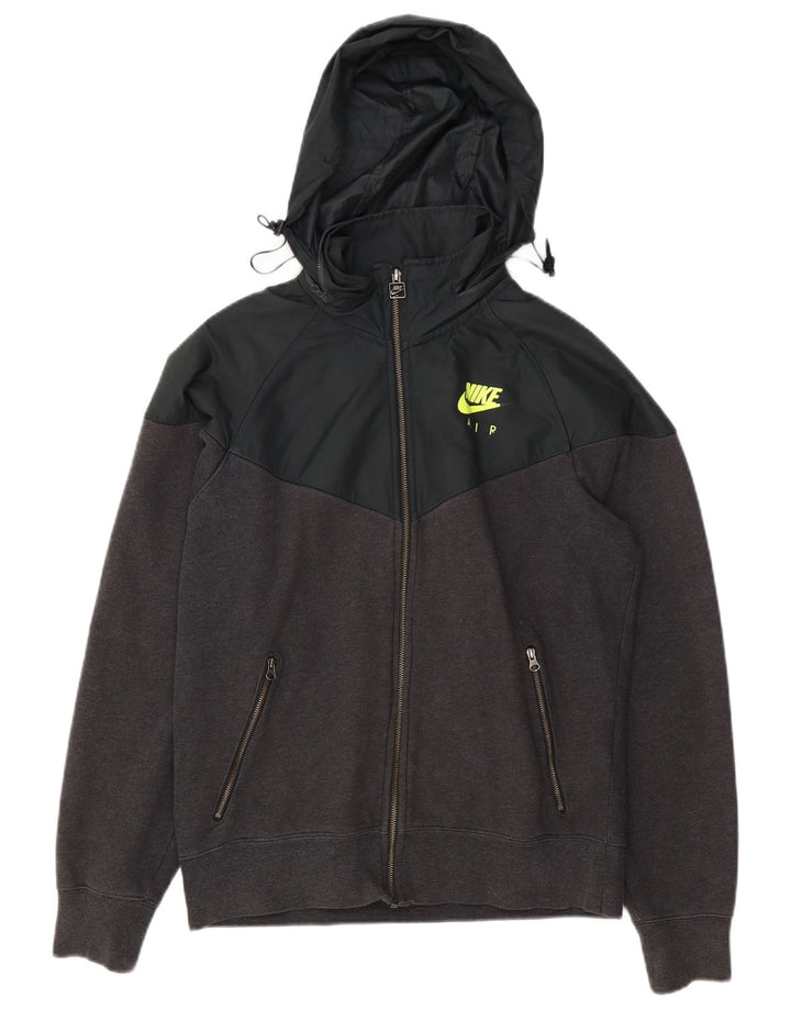 Nike Herren-Kapuzenpullover mit Reißverschluss, mittelgraue Colourblock-Baumwolle