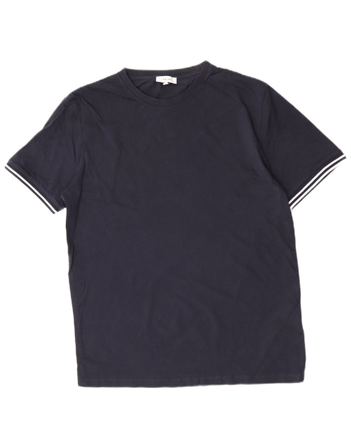 Reiss Herren T-Shirt Top Large Marineblau Baumwolle