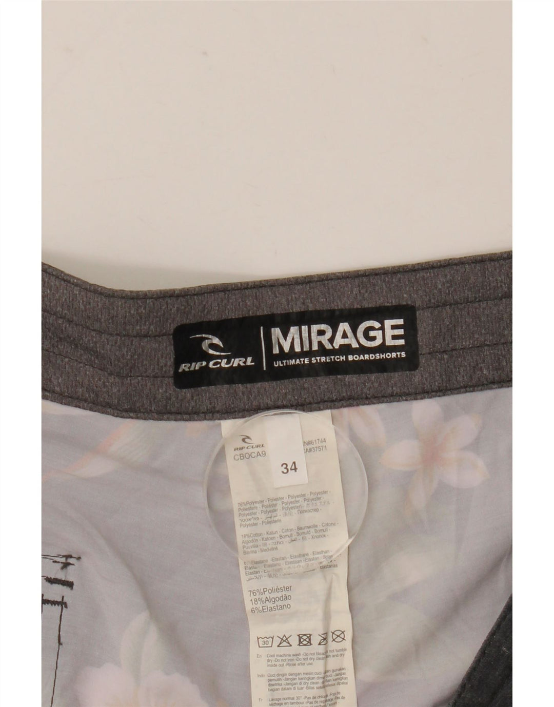Rip Curl Herren Mirage Badeshorts, großes graues Blumenmuster, Polyester