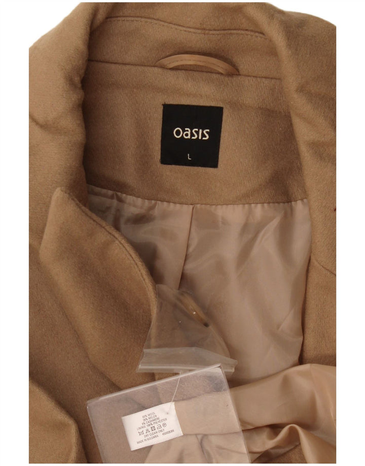 Oasis Zweireihiger Damenmantel UK 16 Large Beige Wolle