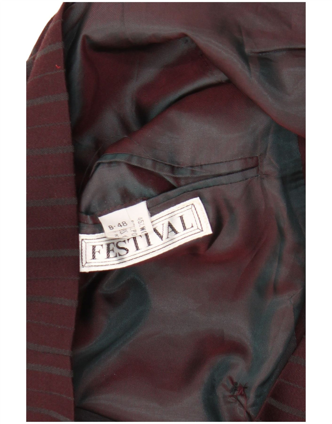 Vintage Damen Zweireiher Blazer Jacke IT 48 XL Burgunder Nadelstreifen