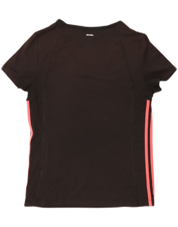 Adidas Damen Climalite T-Shirt Top UK 16/18 Large Schwarz Polyester