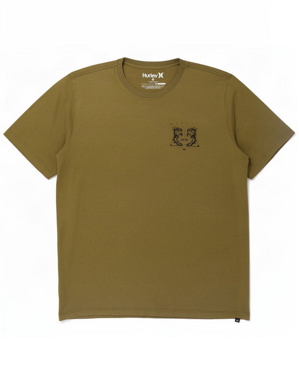 Hurley Mens Dri Fit Graphic T-Shirt Top XL Khaki Cotton