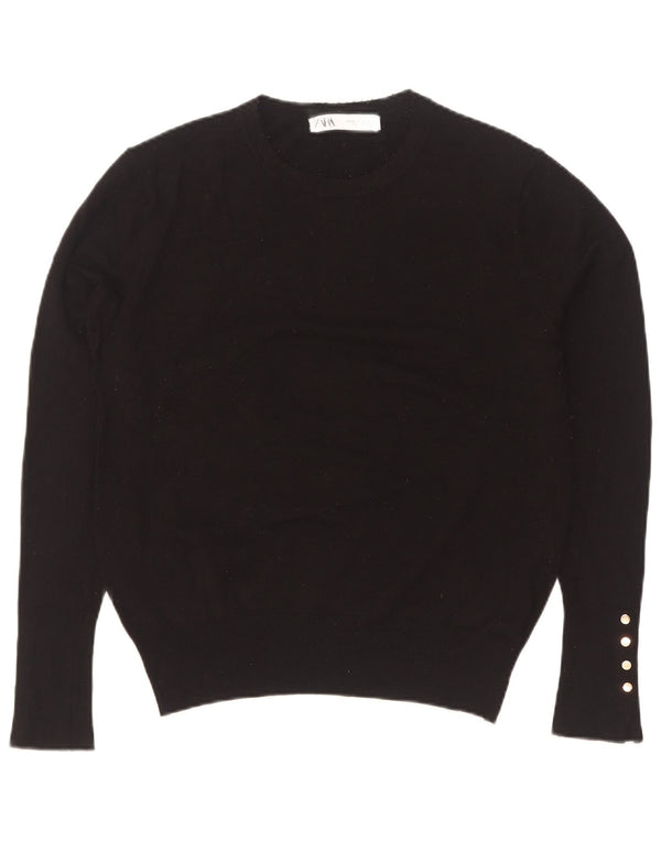 Zara Damen-Pullover mit Rundhalsausschnitt, Gr. 14, XL, schwarze Viskose