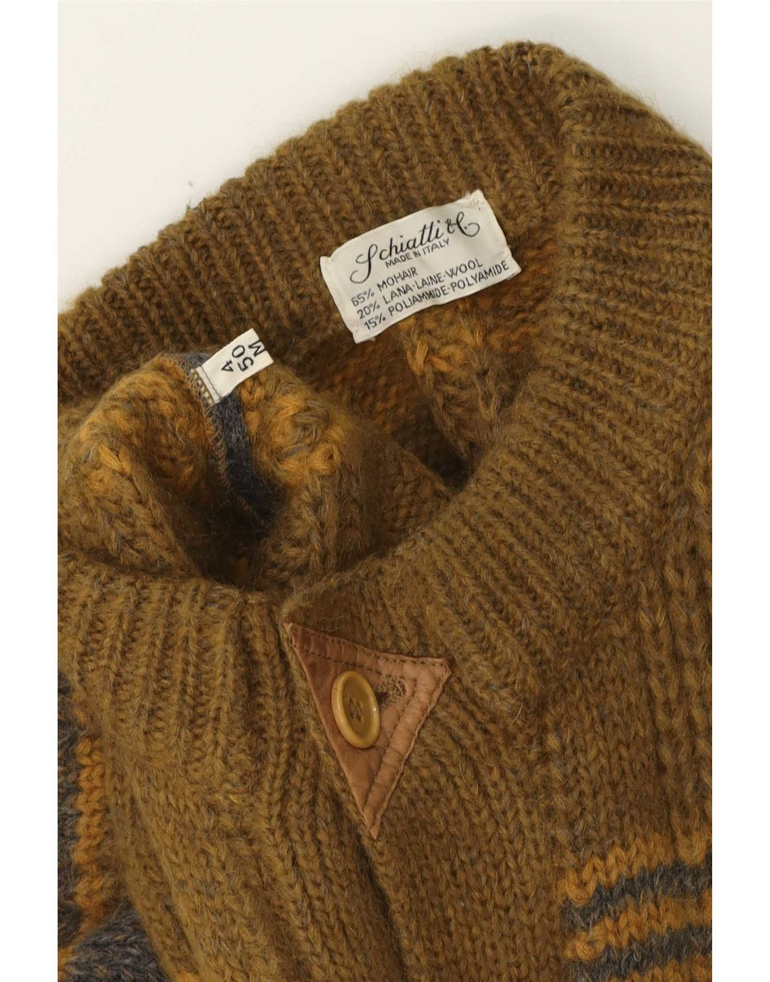 Schiatti&Co Herren-Cardigan-Pullover Mittelgrüner Colourblock-Mohair