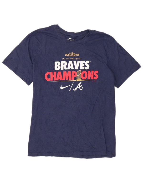 Nike Herren Braves Champions Grafik-T-Shirt-Oberteil XL aus marineblauer Baumwolle