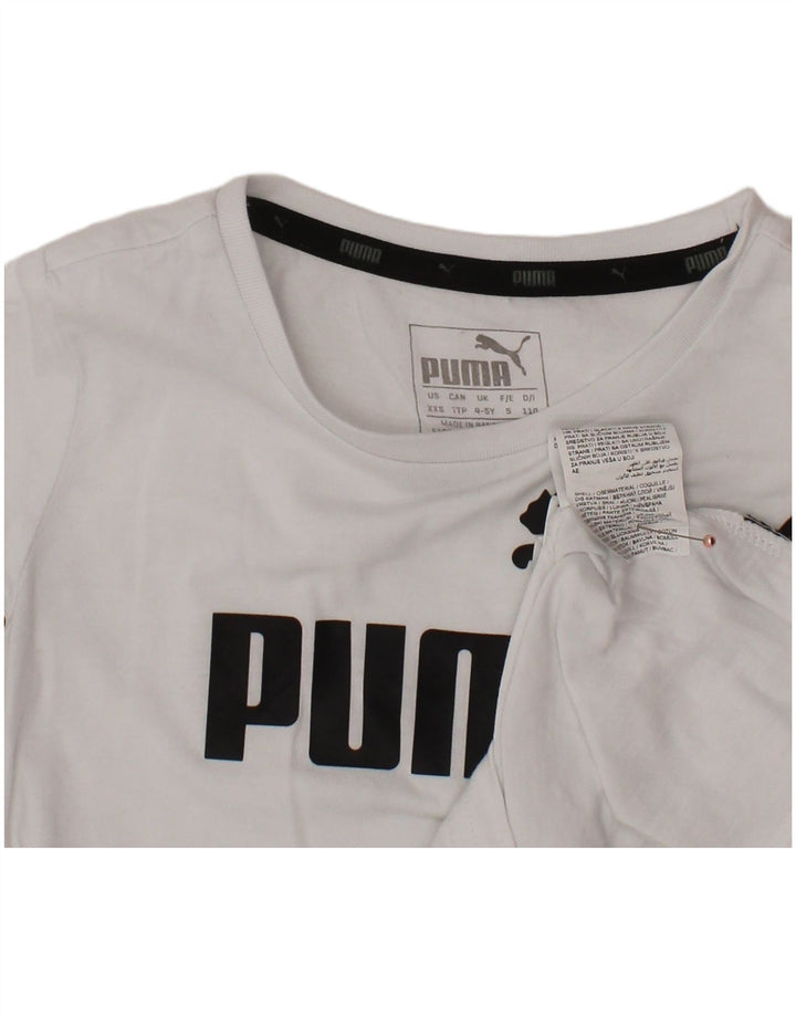 PUMA Jungen T-Shirt mit Grafik, 4–5 Jahre, weiße Baumwolle