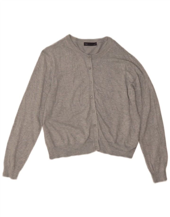 Marks & Spencer Damen Crop Cardigan Pullover UK 16 Large Graue Viskose
