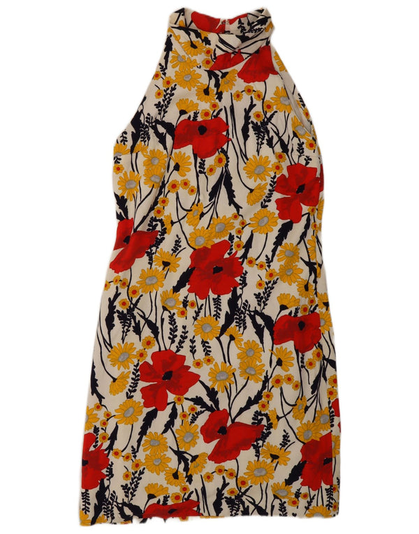 Leonard Damen Neckholder-Kleid UK 12 Medium Mehrfarbig mit Blumenmuster