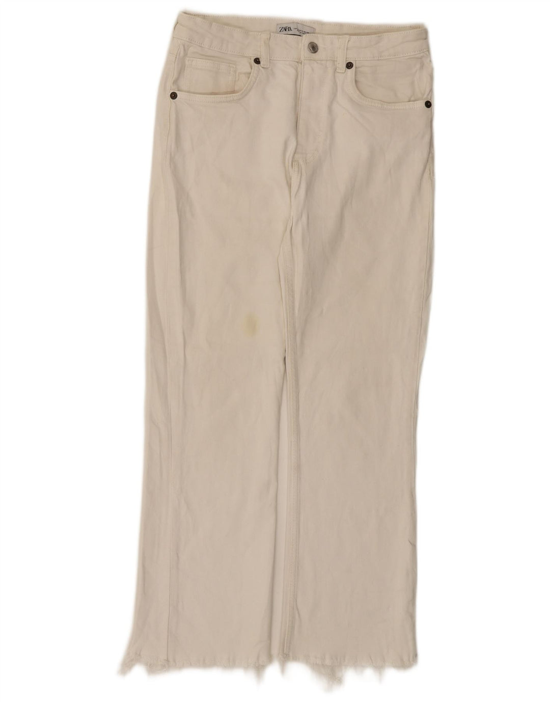 Zara Damen-Jeans mit hoher Taille, gerade, EU 40, mittelgroß, W30, L26, Weiß