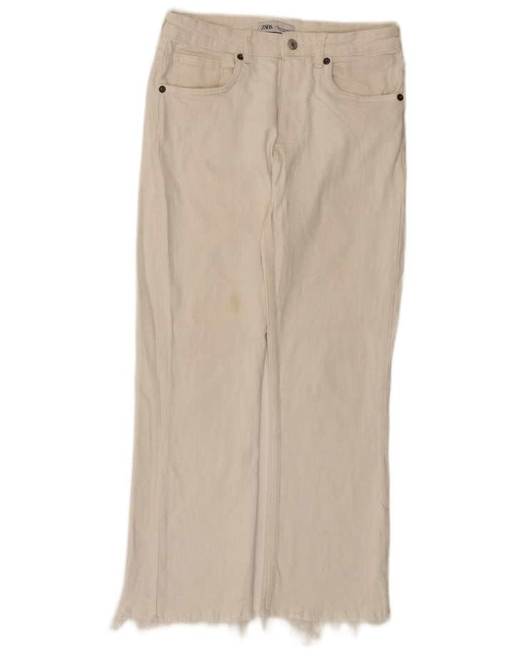 Zara Damen-Jeans mit hoher Taille, gerade, EU 40, mittelgroß, W30, L26, Weiß