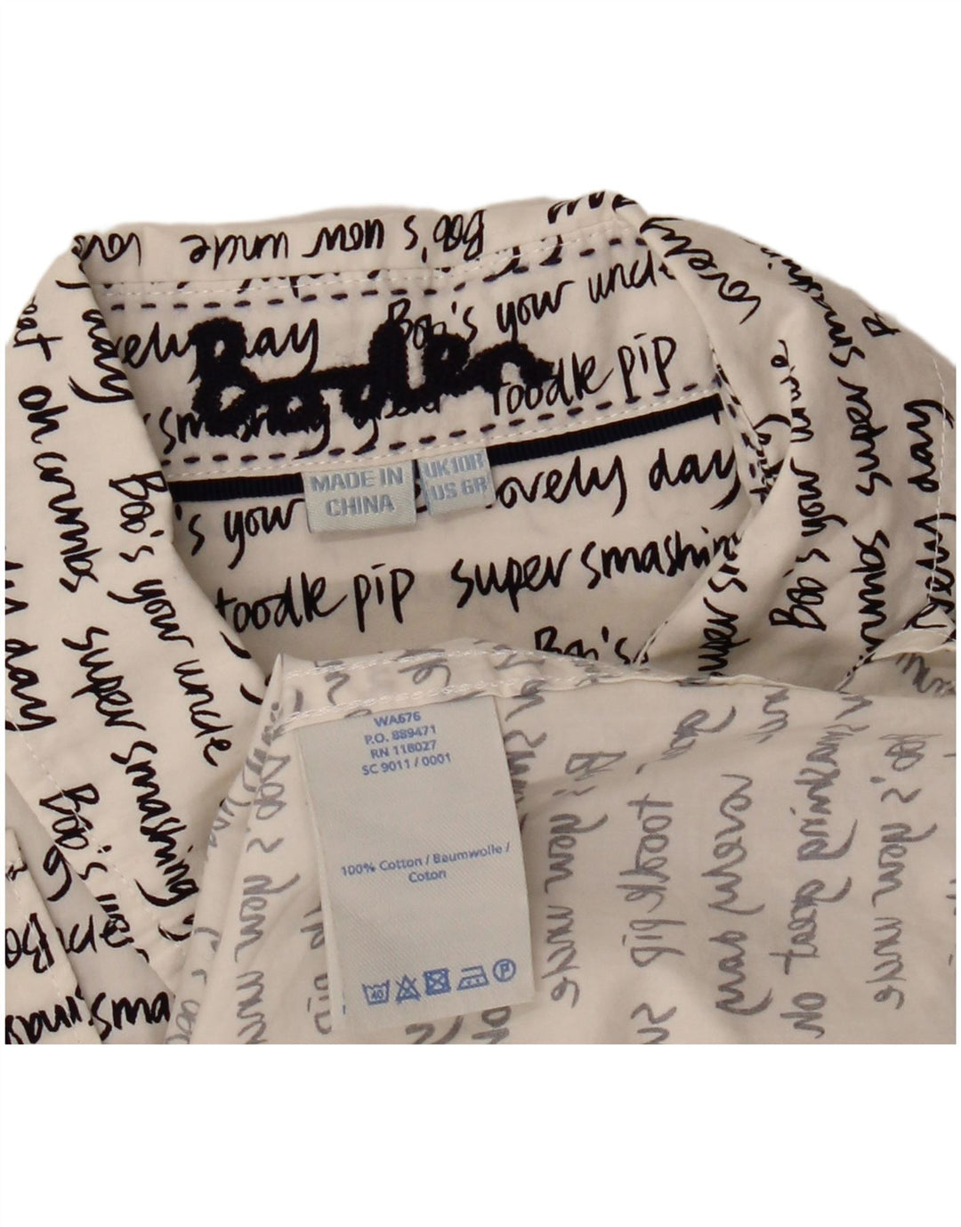 Boden Womens Graphic Shirt UK 10 Small Weiße Baumwolle