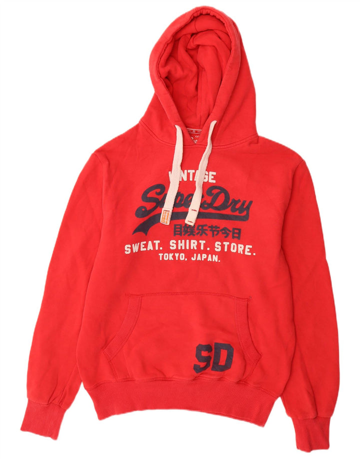 Superdry Herren-Kapuzenpullover mit Grafik, Größe L, aus roter Baumwolle