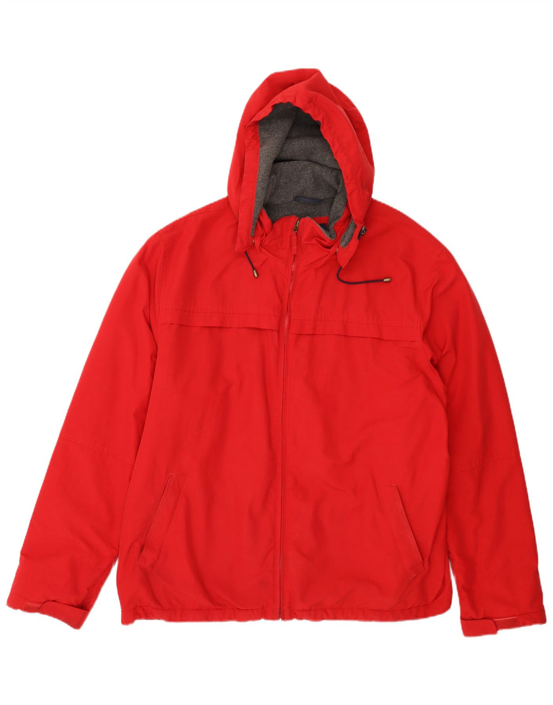 LANDS END Herren-Windbreakerjacke mit Kapuze, UK 42, XL, rotes Nylon