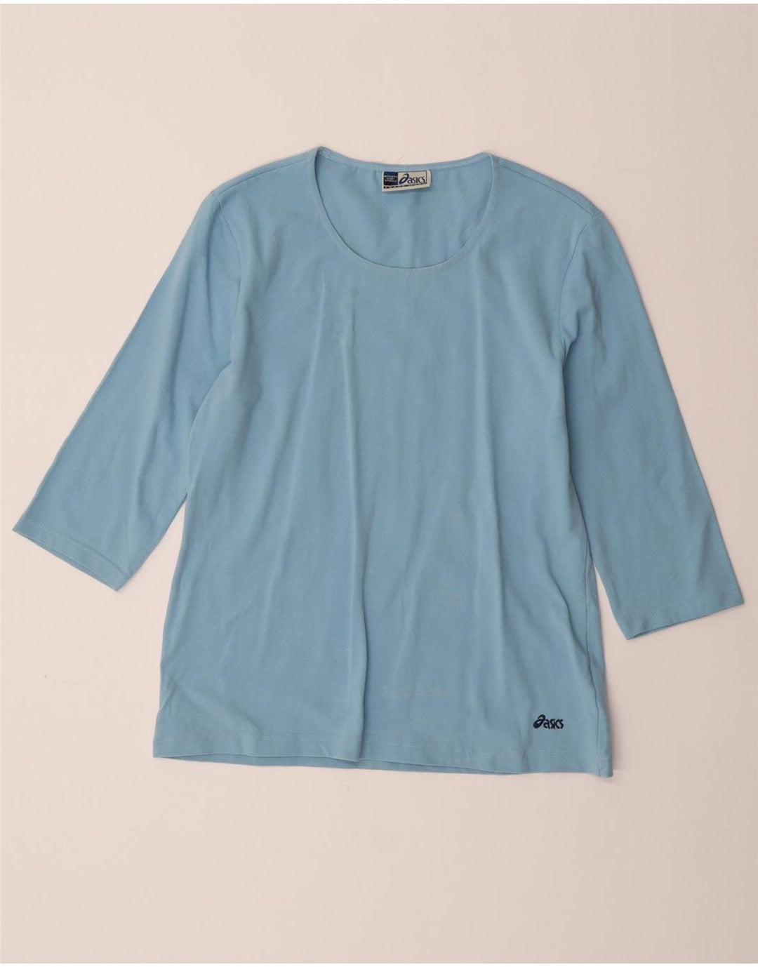 Asics Damen Top 3/4 Ärmel UK 18 XL Blaue Baumwolle