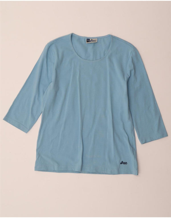 Asics Damen Top 3/4 Ärmel UK 18 XL Blaue Baumwolle