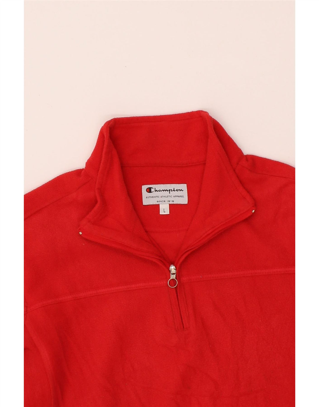 CHAMPION Womens Zip Neck Fleece Jumper UK 16 Large Red Polyester Vintage Champion and Second-Hand Champion from Messina Hembry 