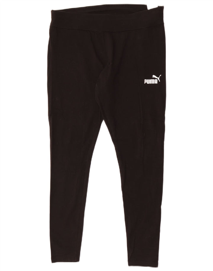 Puma Damen Leggings UK 14 Large Schwarz Baumwolle