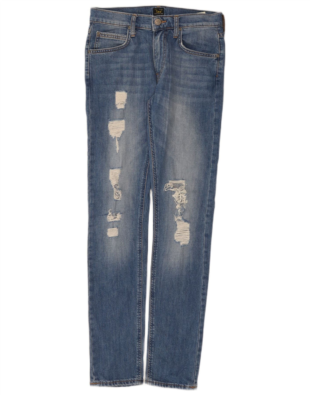 Lee Damen Luke Distressed Slim Jeans W29 L32 Blaue Baumwolle