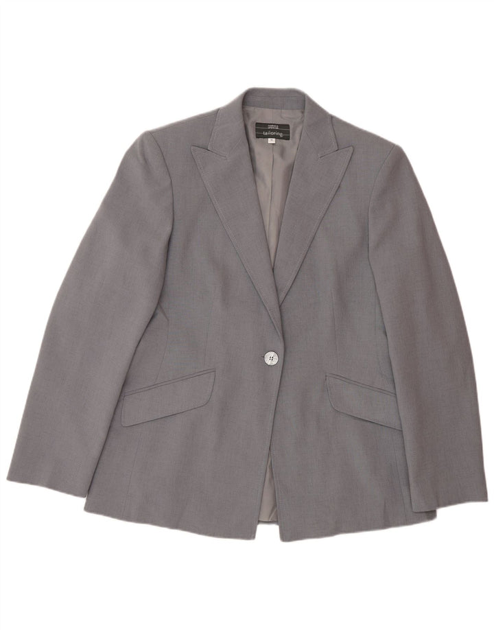 Marks & Spencer Damen-Blazerjacke mit 1 Knopf, UK 12, Mittelgrau, Polyester