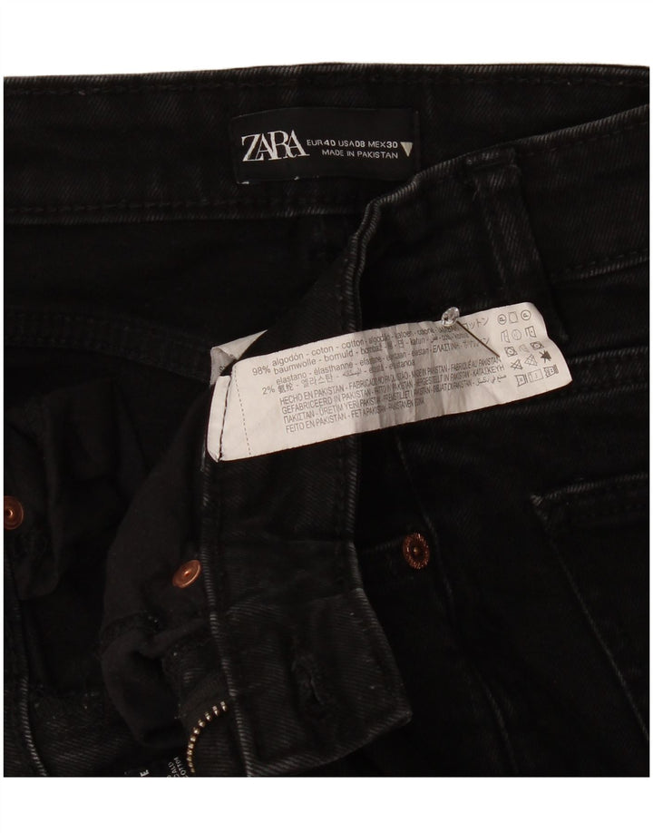 Zara Damen-Cropped-Jeans, EU 40, mittelgroß, W30, L25, schwarze Baumwolle