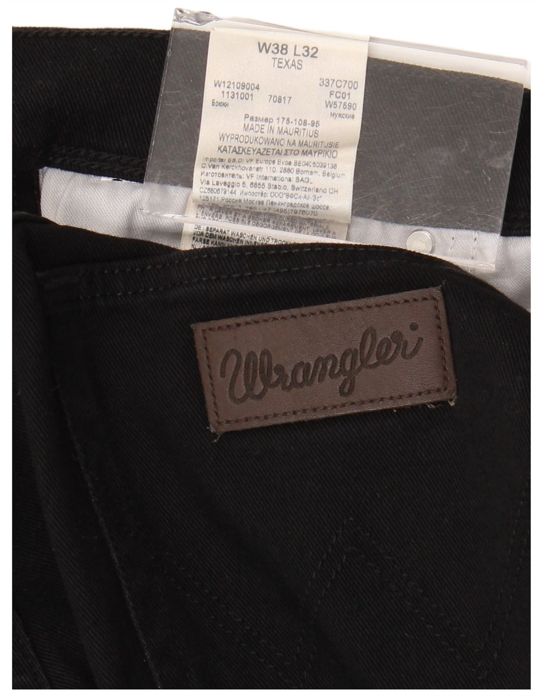 WRANGLER Herren Texas Straight Jeans W38 L32 Schwarze Baumwolle
