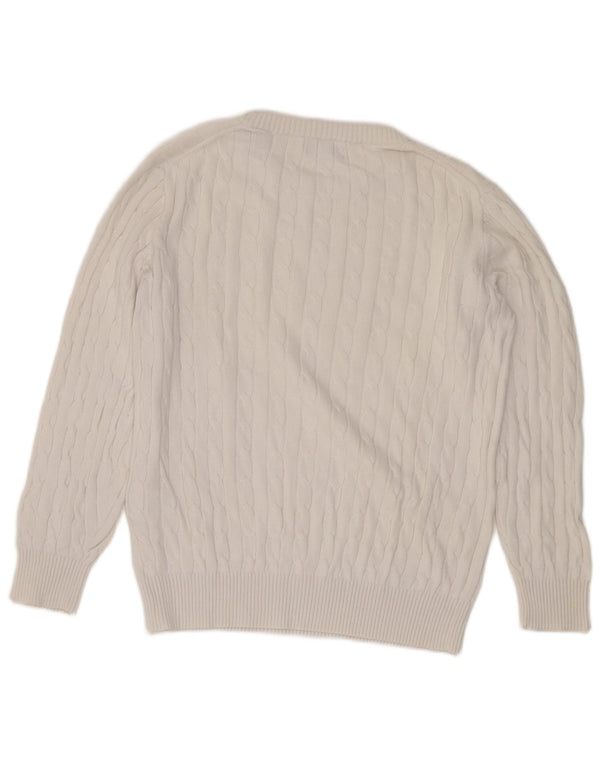 Gant Jungen-Pullover mit U-Boot-Ausschnitt, 9–10 Jahre, weiße Baumwolle