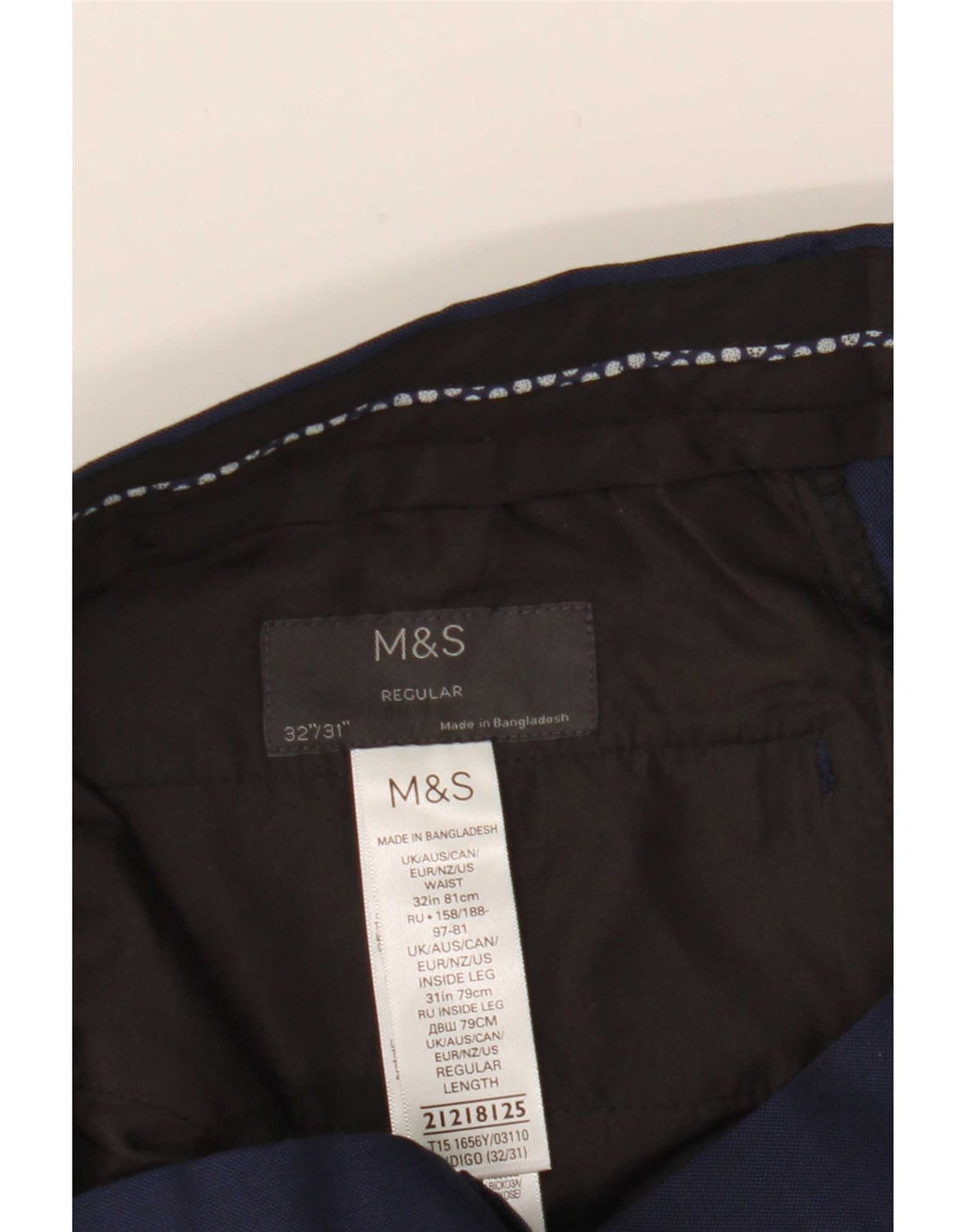 Gerade Herren-Anzughose von Marks & Spencer, W32, L31, marineblaues Polyester