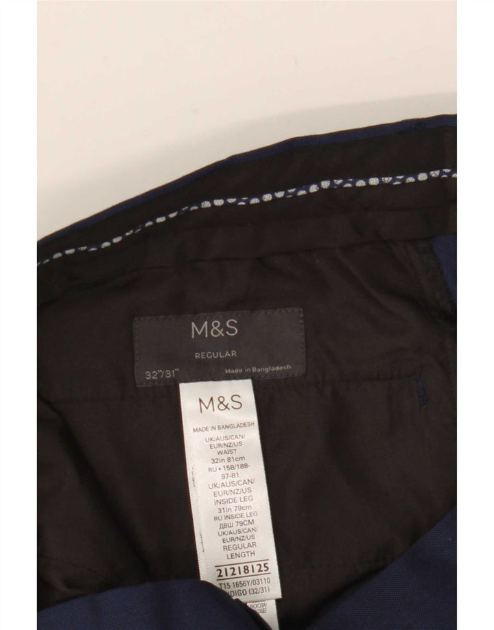 Gerade Herren-Anzughose von Marks & Spencer, W32, L31, marineblaues Polyester