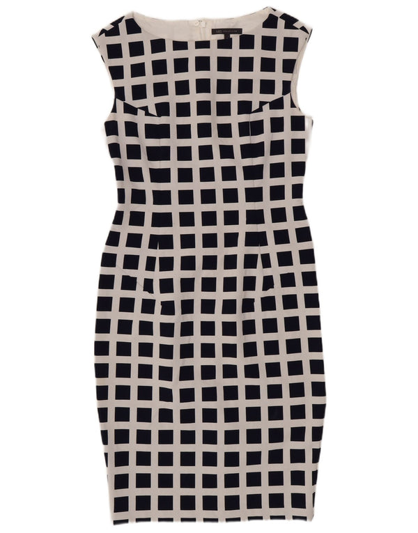 Marks & Spencer Damen Ärmelloses, figurbetontes Kleid, Gr. 10, Größe S, Marineblau, kariert